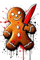 gingerbread man with knife tattoo design idea