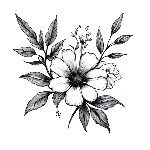 Create a fine line tattoo with the birth flowers for January, April, August, September and December with a male and fema tattoo design idea