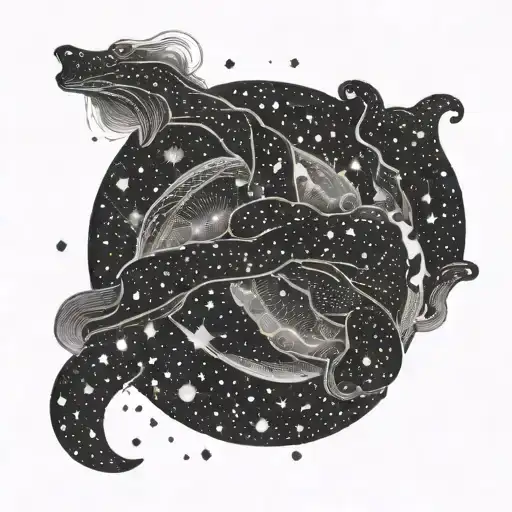 constellation of aquarius constellation merging together tattoo design idea
