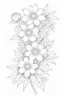 Chrysanthemum, Aster, Snowdrop, and Hellebore simple bouquet - no leaves tattoo design idea
