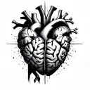 balance heart brain broken tattoo design idea