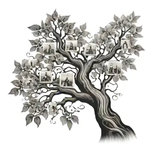 A family tree with branches reaching towards new goals tattoo design idea
