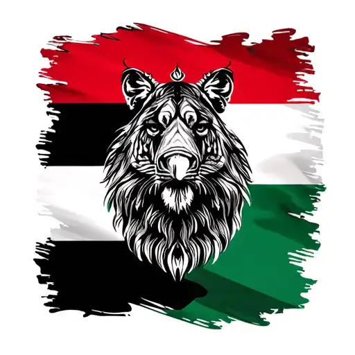 Iraqi color style flag with national animal tattoo design idea