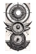 Unfinished sundial tattoo design idea