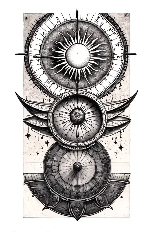 Unfinished sundial tattoo design idea