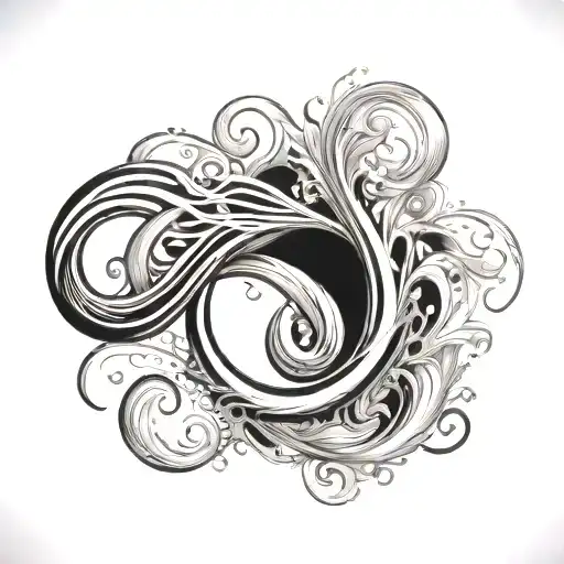 infinity wave with initials tattoo design idea