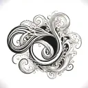 infinity wave with initials tattoo design idea