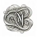 infinity wave with initials tattoo design idea