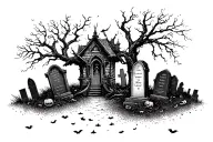 Halloween tree grave yard tattoo design idea