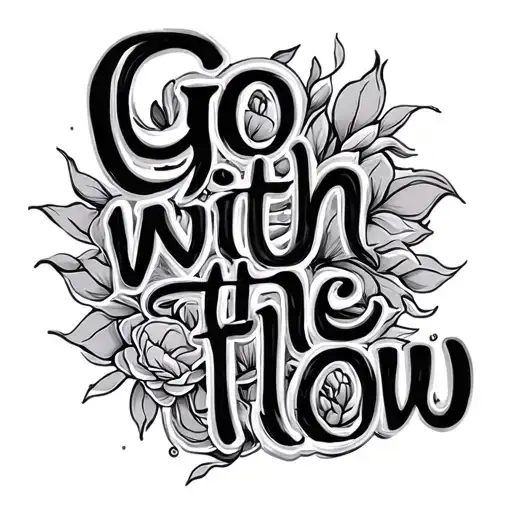 go with the flow text with spritual image tattoo design idea