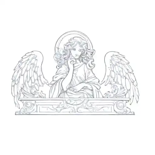 a statue of an angel tattoo design idea