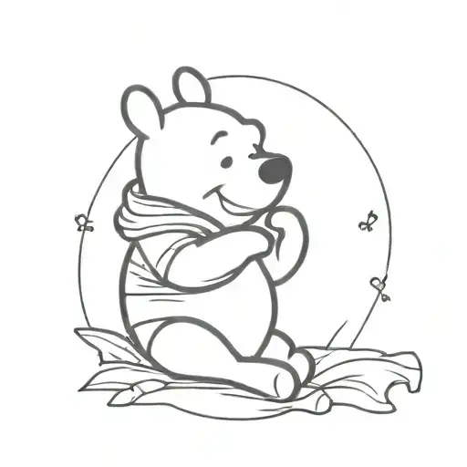 Winnie the Pooh alternative rock style tattoo design idea