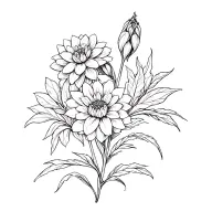 lupine and dahlia flower tattoo design idea