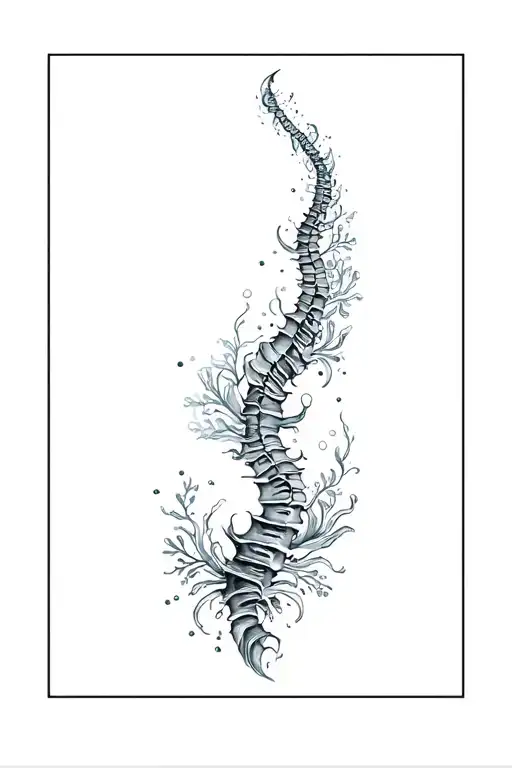 dainty ocean themed spine tattoo design tattoo design idea