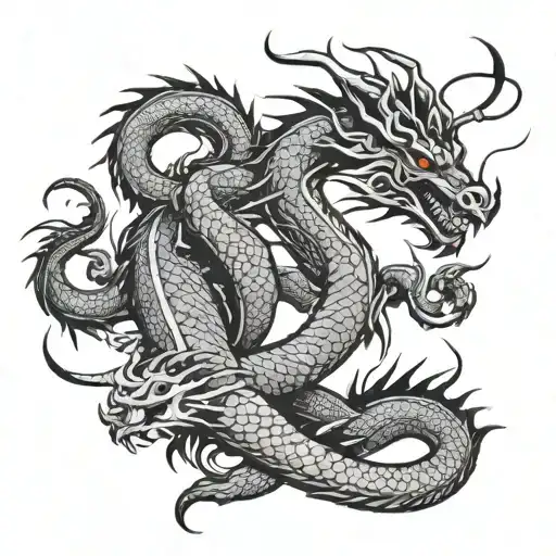 Jhin and Haku dragon body tattoo design idea