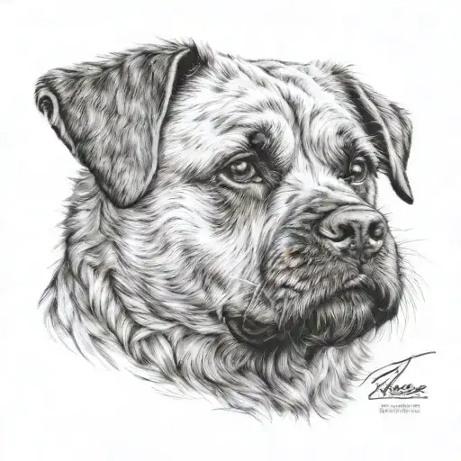 border terrier dog hunting scene dogo argentino tattoo design idea