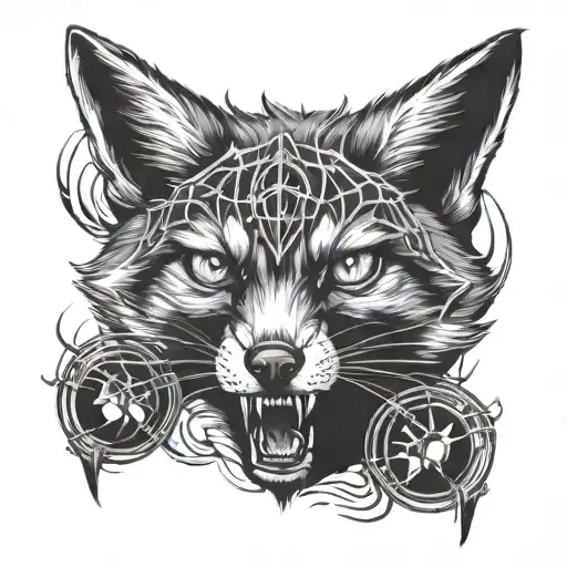 fox with spider eyes tattoo design idea