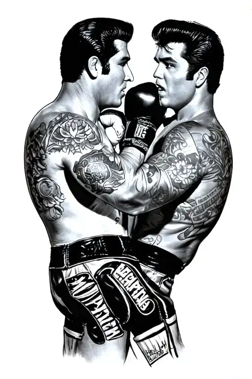 Elvis Presley and Johnny Cash boxing that actually looks like them tattoo design idea