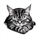 cat sleeping tattoo design idea