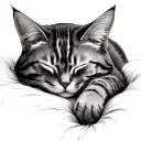 cat sleeping tattoo design idea