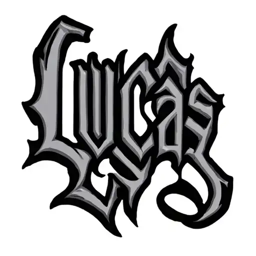 The name Lucas in gothic font tattoo design idea