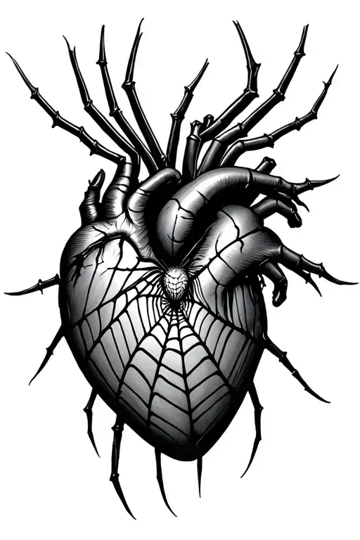 Heart Spider Web made entirely tattoo design idea