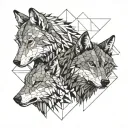 two wolfs tattoo design idea