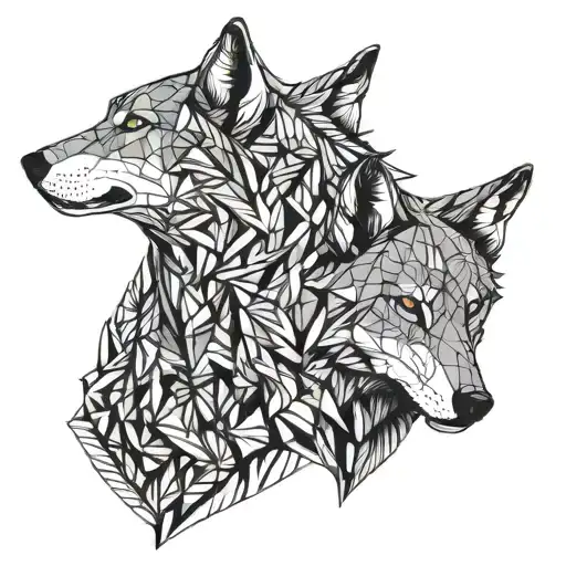 two wolfs tattoo design idea
