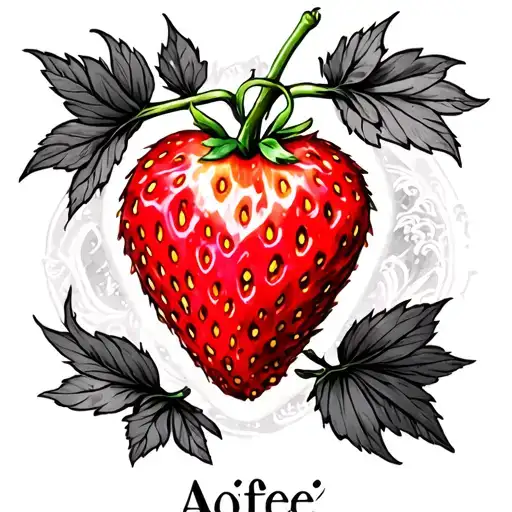 "Aoifee" strawberry heart tattoo design idea