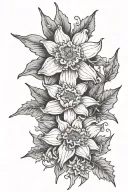 daffodil and holly berrys spine tatto tattoo design idea