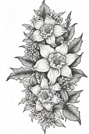 daffodil and holly berrys spine tatto tattoo design idea