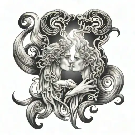 twin flame tattoo design idea