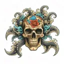 ocean, skull, ukiyo-e tattoo design idea