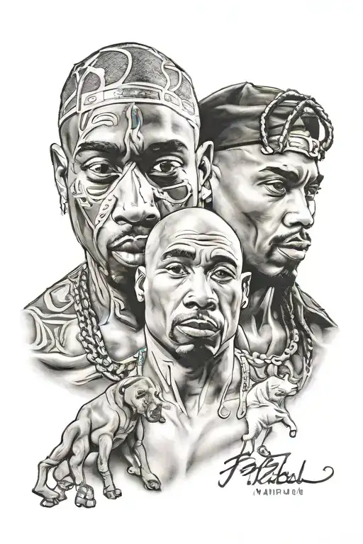 tupac and pitbull  tattoo design idea