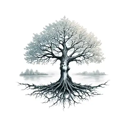 Tree of life half alive half dead tattoo design idea