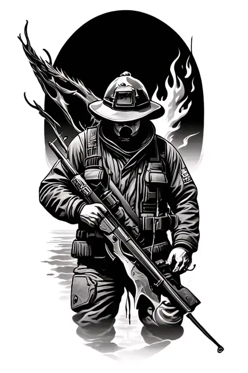 Firefighting, hunting, fishing tattoo design idea