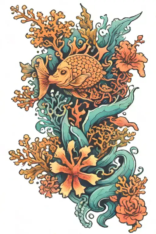 coral reef tattoo design idea
