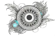 Laurel wreath with sun and cresent moon in middle   tattoo design idea