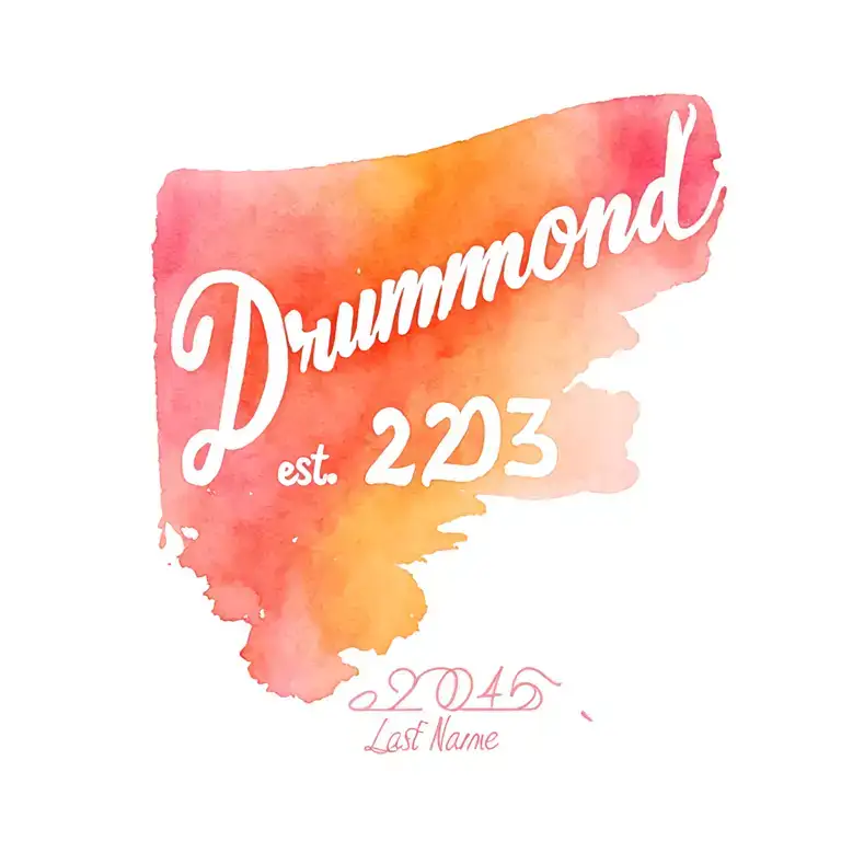 "Drummond Est. 2025" Last Name tattoo design idea