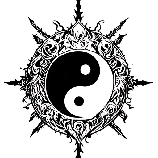 ying yang round logo incorporated tattoo design idea