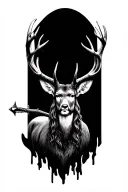 Jesus bow hunting deer tattoo design idea