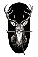 Jesus bow hunting deer tattoo design idea