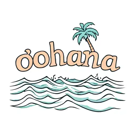 A Samoan tattoo in the shape of waves and palm trees if the word ʻohana is combined tattoo design idea