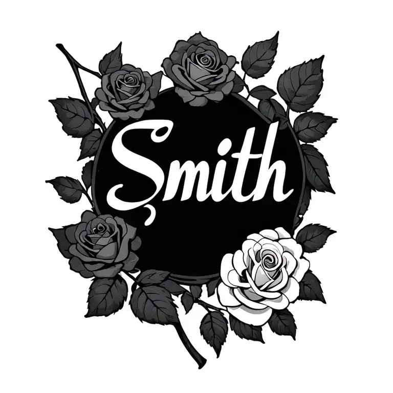 small "Smith" with rose vines forming tattoo design idea
