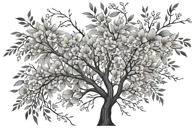 willow tree floral tattoo design idea
