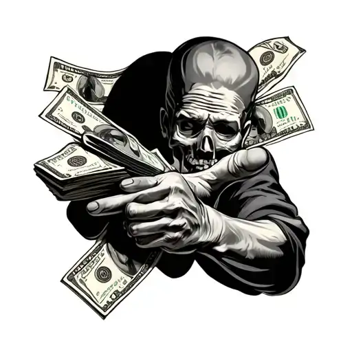  money and hardwork tattoo design idea