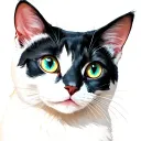 white cat with heterochromia eyes looking tattoo design idea