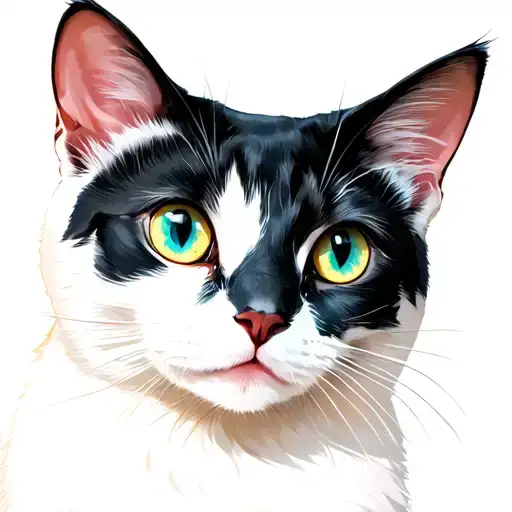 white cat with heterochromia eyes looking tattoo design idea