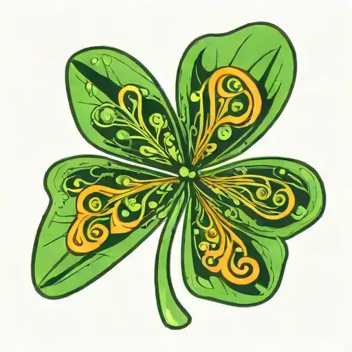  a four-leaf clover with fin lines, which expresses beauty and joy. tattoo design idea