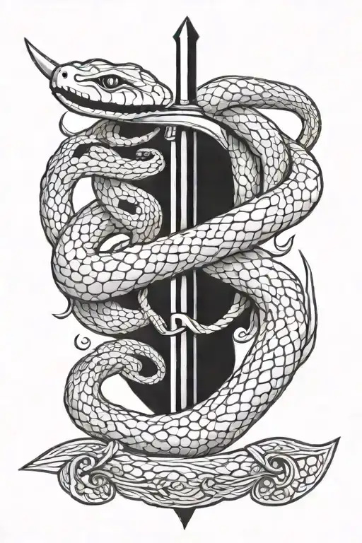 snake on a sword tattoo design idea